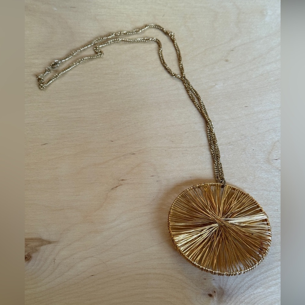 Gold Circular Pendant Necklace - Picture 2 of 3